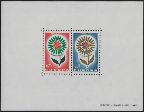 1964 Monaco CEPT daisies MS MNH Unificato n. S6