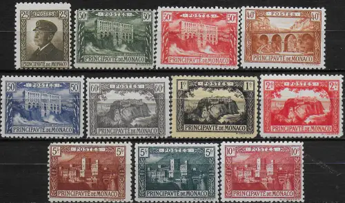 1922 Monaco Albert I and views 11v. MNH Unificato n. 54/64