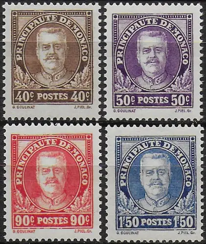 1933 Monaco Louis II Accession 4v. MNH Unificato n. 115/18