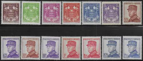 1937-39 Monaco Louis II 14v. MNH Unificato n. 153/66
