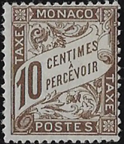 1905 Monaco postage due stamps 10c. brown MH Unificato n. 4