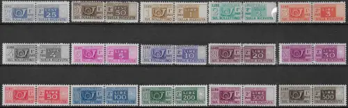 1946-51 Italia postal parcels stramps gal 15v. MNH Sassone n. 66/80