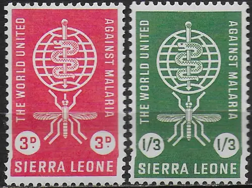 1962 Sierra Leone Malaria Eradication 2v. MNH SG n. 240-41