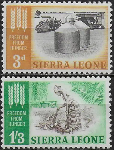 1963 Sierra Leone Freedom from Hunger 2v. MNH SG n. 255-56