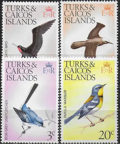 1973 Turks and Caicos birds 4v. Wmk uprihg MNH YeT n. 311a-14a+321a