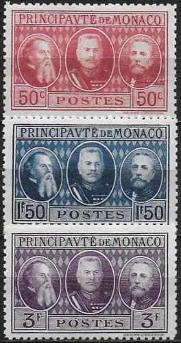 1928 Monaco Stamp Exhibition 3v. MNH Unificato n. 111-13