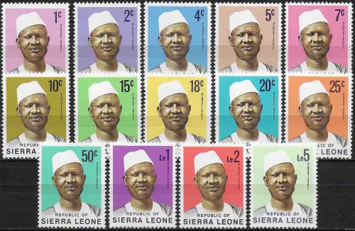 1972 Sierra Leone Siaka Stevens p.13 x 13½ 14v. MNH SG n. 576-89