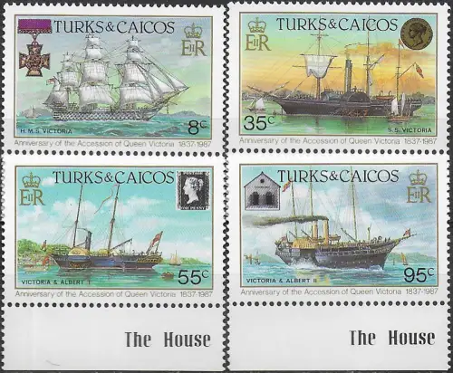 1987 Turks and Caicos accession of queen Victoria 4v. MNH SG. n. 365-68