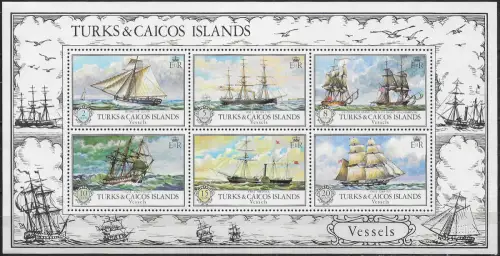 1973 Turks and Caicos vintage sailing boats MS MNH YeT n. 2