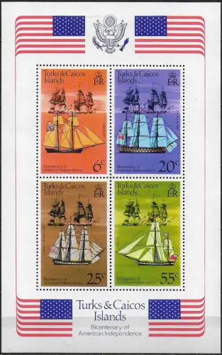 1976 Turks and Caicos American Revolution MS MNH YeT n. 6