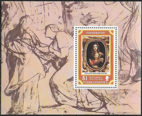 1977 Turks and Caicos Christmas $1 MS MNH YeT n. 8