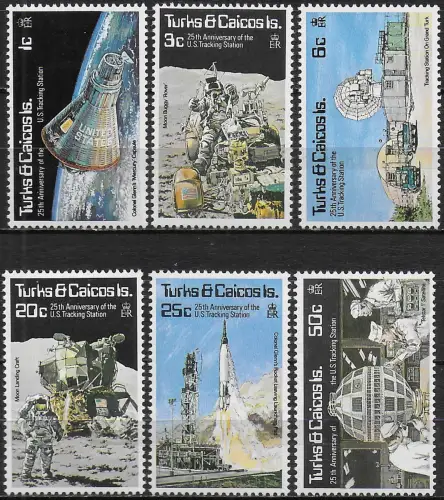 1977 Turks and Caicos US Tracking Station 6v. MNH YeT n. 365-70