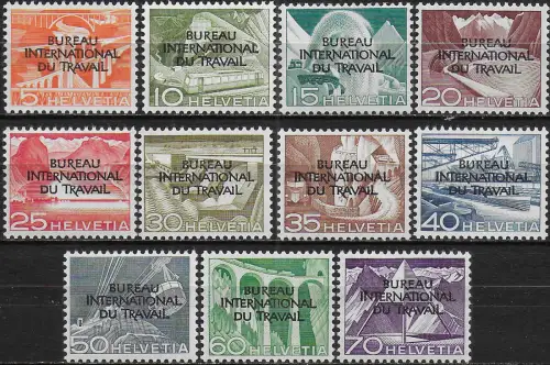 1950 Svizzera Service Bureau du Travail 11v. MNH Unificato n. 316-26