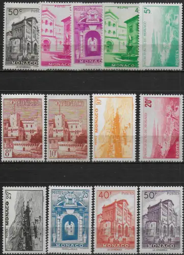 1948-49 Monaco Views 13v. MNH Unificato n. 307-13C