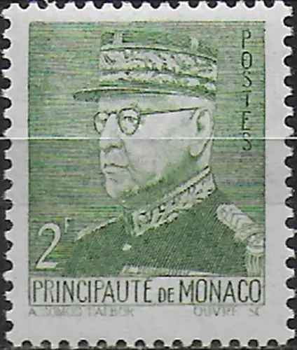 1946 Monaco Luois II 2Fr. green 1v. MNH Unificato n. 274