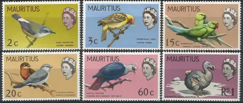 1968 Mauritius birds 6v. MNH SG n. 370-75