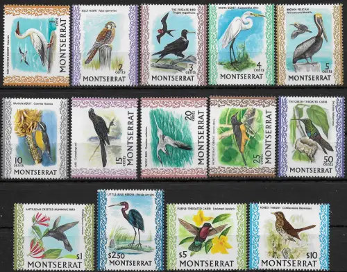 1970-74 Montserrat Birds 14v. MNH SG n. 242-54c