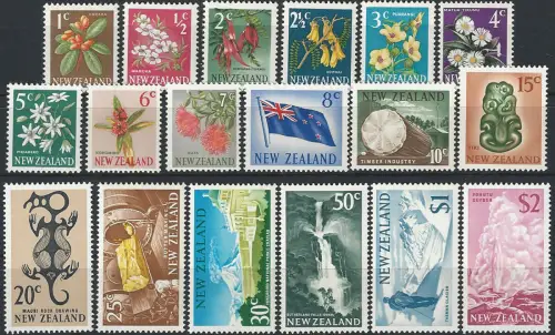 1967 New Zealand new courrency 18v. MNH SG n. 845-62