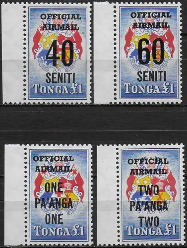 1967 Tonga armail No 114 surch 4v. MNH SG n. O22-O25