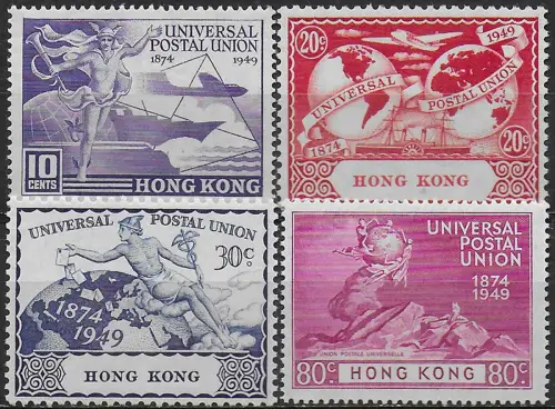 1949 Hong Kong UPU 75th Anniversary 4v. MNH SG n. 173-76