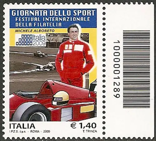 2009 Italia Michele Alboreto barcode MNH Unificato n. 3181cb