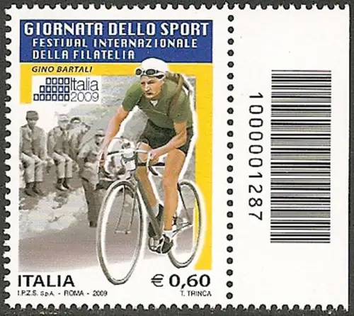 2009 Italia Gino Bartali barcode MNH Unificato n. 3179cb