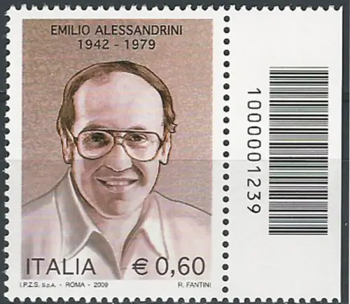 2009 Italia Emilio Alessandrini barcode MNH Unificato n. 3170cb
