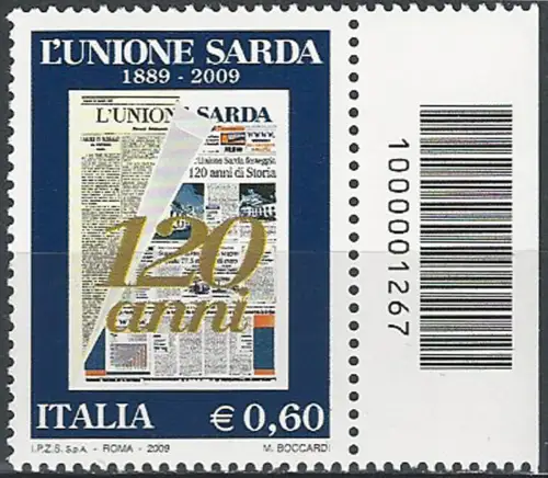 2009 Italia Unione Sarda barcode MNH Unificato n. 3173cb