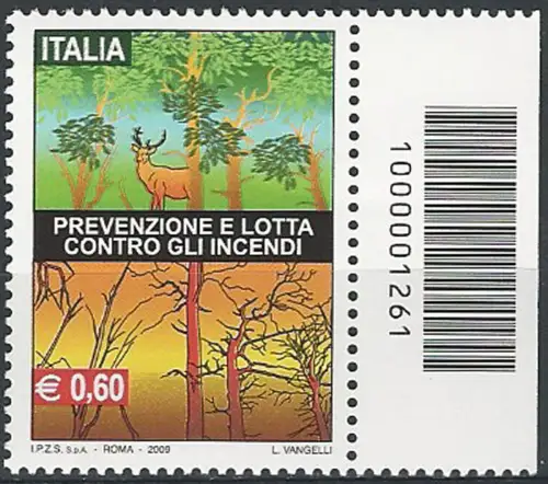 2009 Italia prevenzione incendi barcode MNH Unificato n. 3165cb
