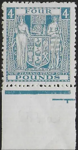 1952 New Zealand fiscal stamps £4 light blue bf MNH SG n. F210