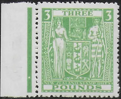 1946 New Zealand fiscal stamps £3 green bf MNH SG n. F208