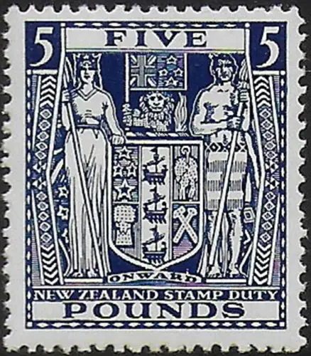 1950 New Zealand fiscal stamps £5 indigo-blue MNH SG n. F211w
