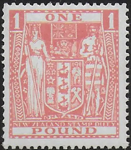 1950 New Zealand fiscal stamps £1 pinkht MNH SG n. F203w