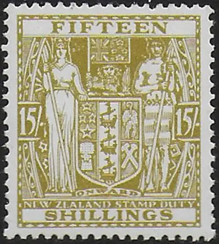 1950 New Zealand fiscal stamps 15s. sage-green MNH SG n. F202w
