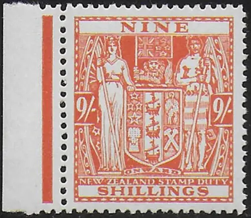 1951 New Zealand fiscal stamps 9s. brown-orange MNH SG n. F200w