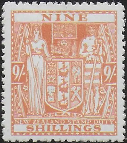 1946 New Zealand fiscal stamps 9s. brown-orange MNH SG n. F200
