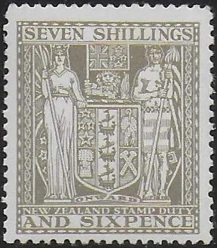 1950 New Zealand fiscal stamps 7s.6d. olive-grey MNH SG n. F198