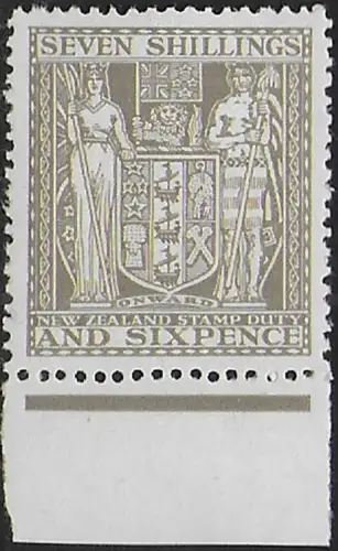 1950 New Zealand fiscal stamps 7s.6d. olive-grey bf MNH SG n. F198