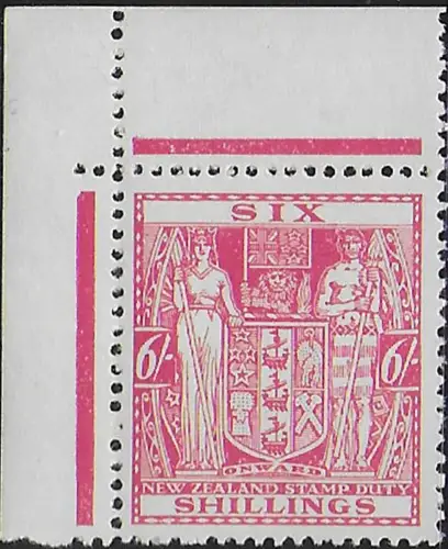 1948 New Zealand fiscal stamps 6s. carmine rose af MNH SG n. F196w