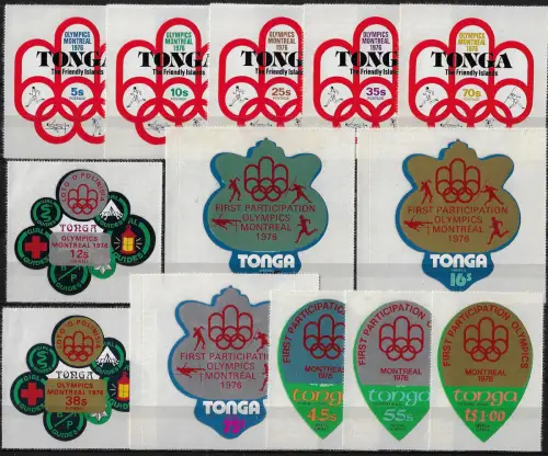 1976 Tonga 1st Participation Olympics 13v. MNH SG n. 558/67+O139/O141