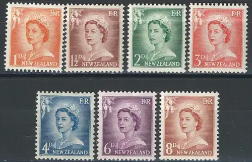 1955-59 New Zealand Elizabeth II 7v. MNH SG n. 745-51
