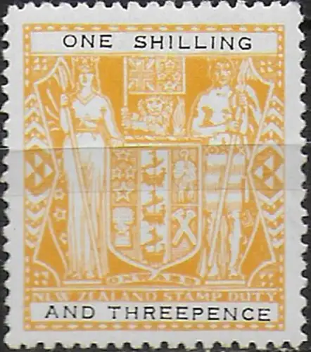 1940 New Zealand fiscal stamps 1s.3d. yellow and black MNH SG n. F192aw