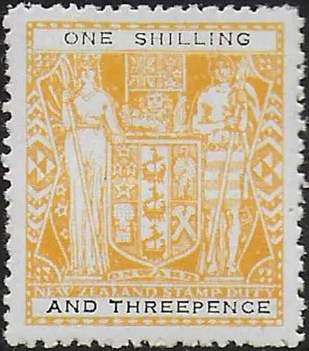 1955 New Zealand fiscal stamps 1s.3d. yellow and black MNH SG n. F192