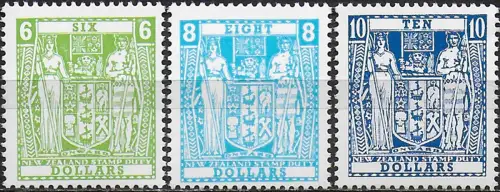 1986 New Zealand fiscal stamps decimal currency 3v. MNH YeT n. 74/76