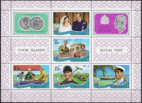 1971 Cook islands Royal Visit MNH SG n. MS 350