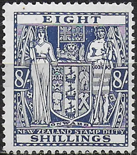 1940 New Zealand fiscal stamps 8s. slate-violet MH SG n. F199