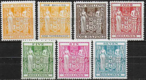 1940-48 New Zealand fiscal stamps 7v. MH SG. n. F191-F197