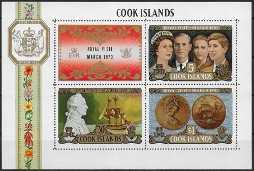 1970 Cook islands Royal Visit MNH SG n. MS 331
