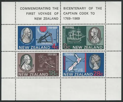 1969 New Zealand Captain Cook MS MNH SG n. 910