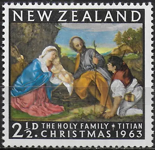 1963 New Zealand Christmas 1v. nosebac flaw MNH SG n. 817c